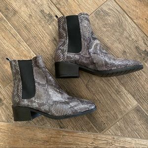 Snakeskin booties